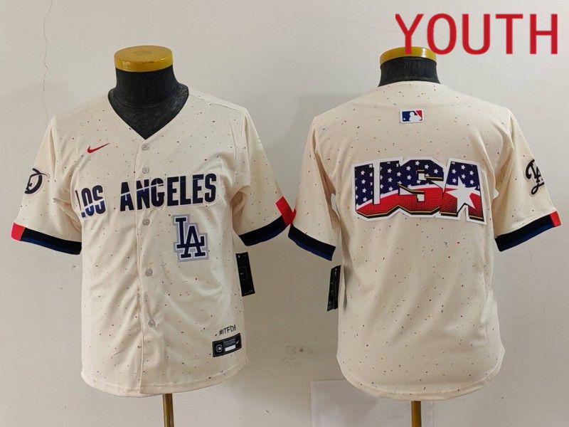 Youth Los Angeles Dodgers Blank Cream Fashion Nike Game MLB Jersey style 62911->youth mlb jersey->Youth Jersey